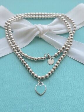 Return to Tiffany®Tiffany Blue® Heart Tag Bead Necklace in Silver